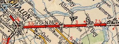 Carte de la ligne de Chalon à Damerey